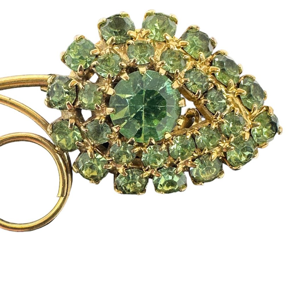 Vintage Green Rhinestone Leaf Pin - Picture 3 of 10